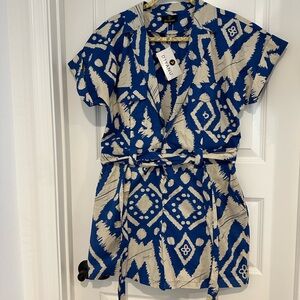 Asale Women's Romper (Tan Navy Batik) - XL